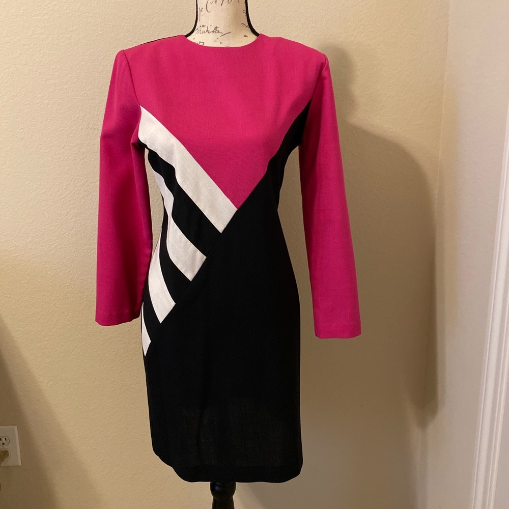 Vintage pink and black mini dress.
